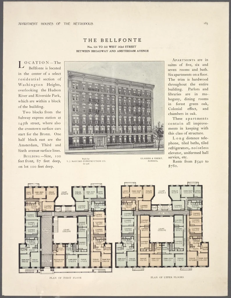 An illustration from Apartment houses of the metropolis, 1908, leaf 185