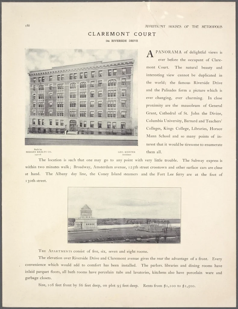 An illustration from Apartment houses of the metropolis, 1908, leaf 188