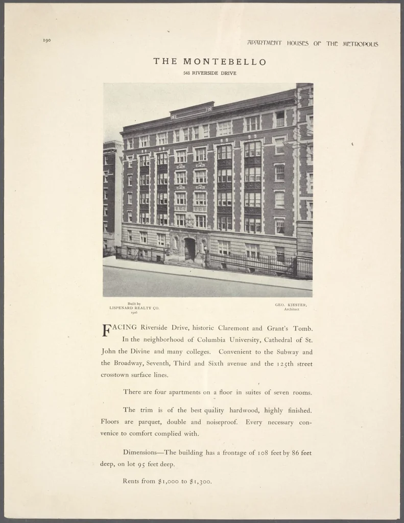 An illustration from Apartment houses of the metropolis, 1908, leaf 190