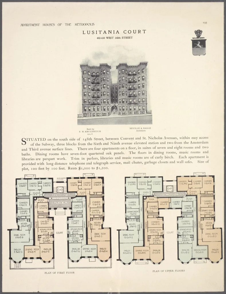An illustration from Apartment houses of the metropolis, 1908, leaf 195