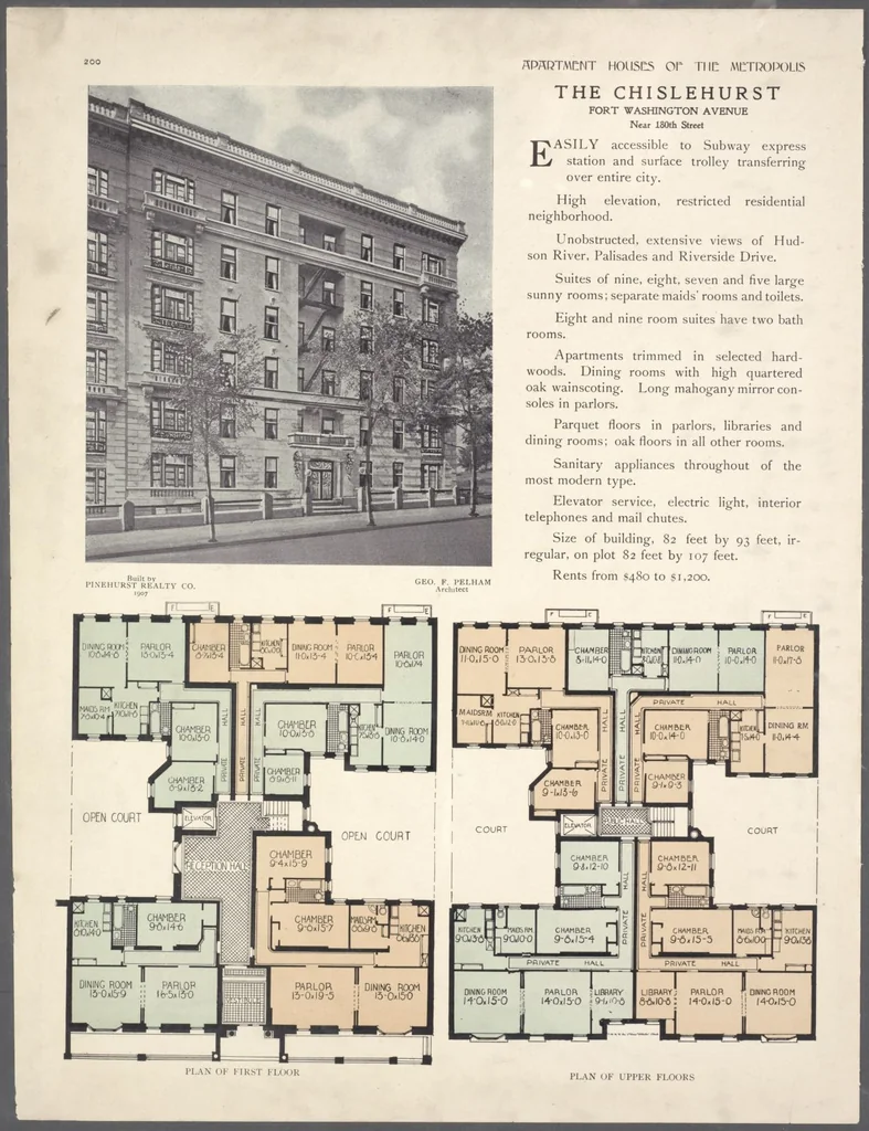 An illustration from Apartment houses of the metropolis, 1908, leaf 200