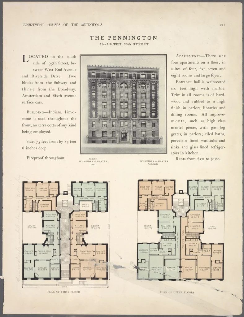 An illustration from Apartment houses of the metropolis, 1908, leaf 201