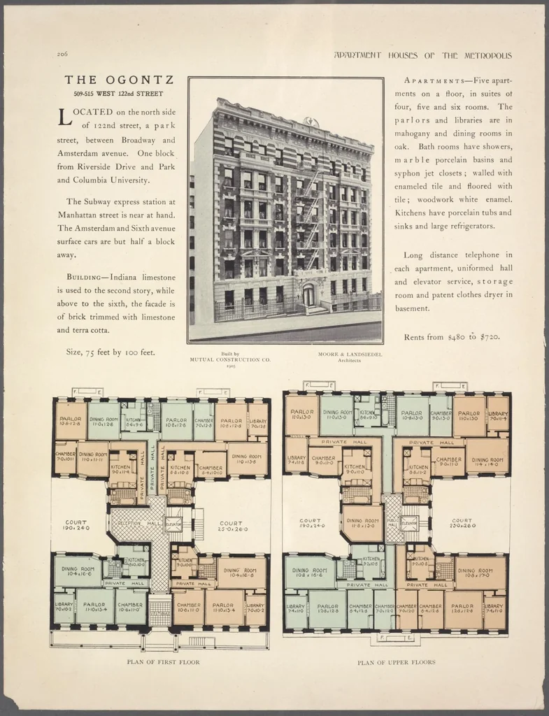 An illustration from Apartment houses of the metropolis, 1908, leaf 206