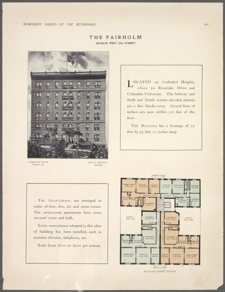 An illustration from Apartment houses of the metropolis, 1908, leaf 207