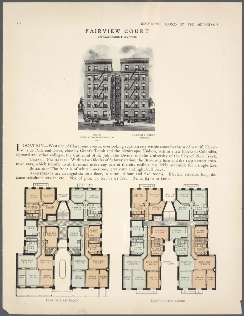 An illustration from Apartment houses of the metropolis, 1908, leaf 212