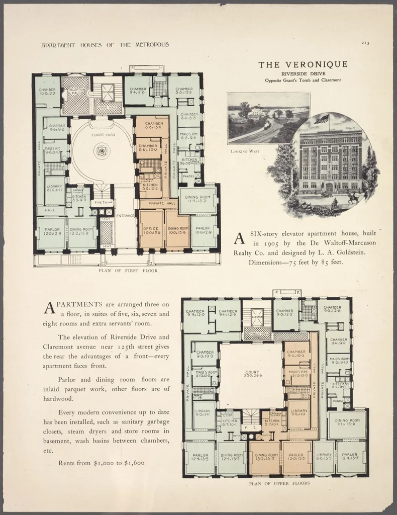 An illustration from Apartment houses of the metropolis, 1908, leaf 213