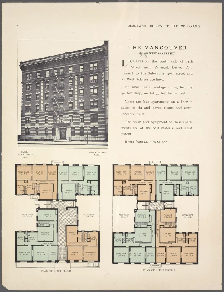 An illustration from Apartment houses of the metropolis, 1908, leaf 214