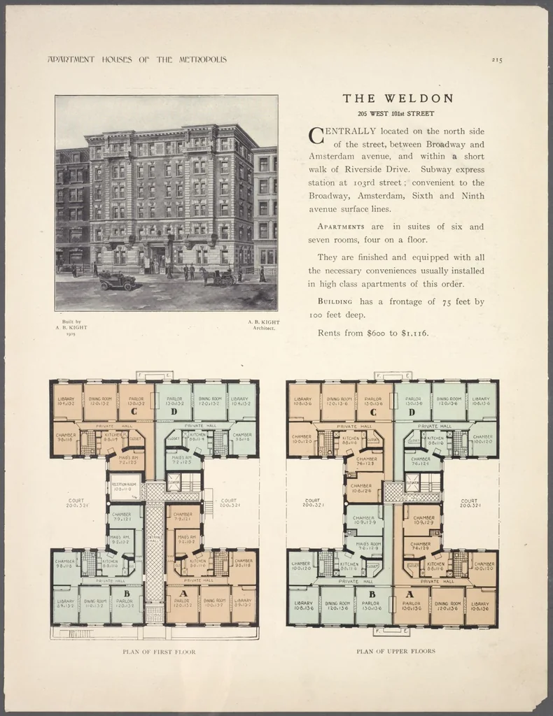 An illustration from Apartment houses of the metropolis, 1908, leaf 215