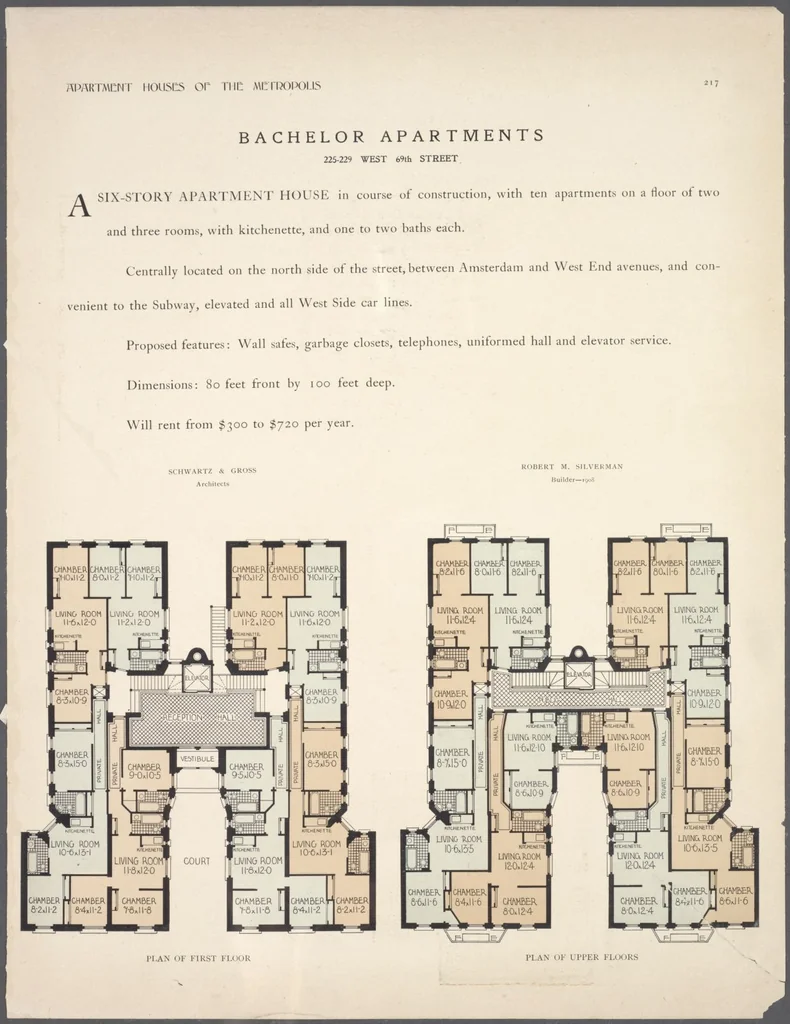 An illustration from Apartment houses of the metropolis, 1908, leaf 217
