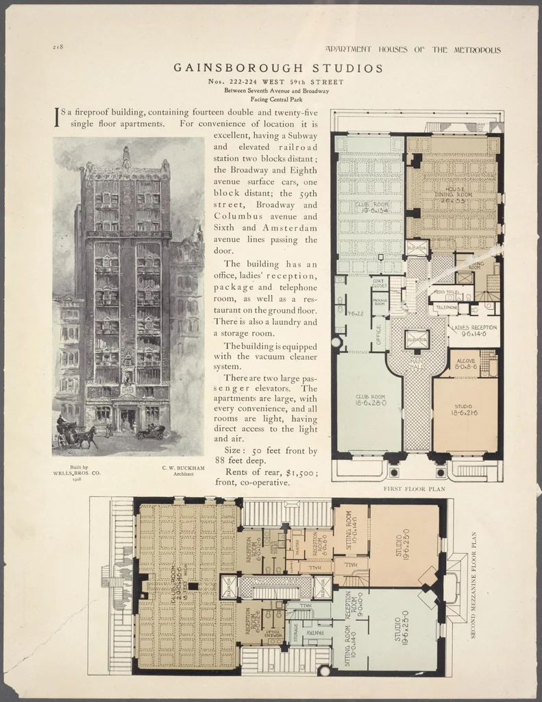 An illustration from Apartment houses of the metropolis, 1908, leaf 218