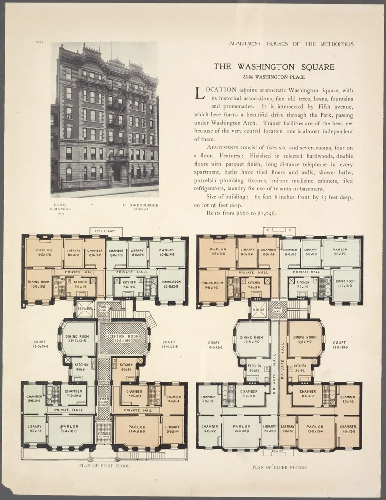 An illustration from Apartment houses of the metropolis, 1908, leaf 222