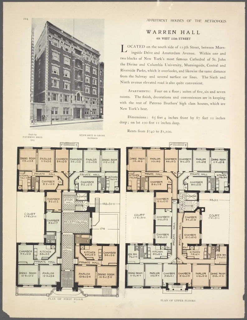 An illustration from Apartment houses of the metropolis, 1908, leaf 224