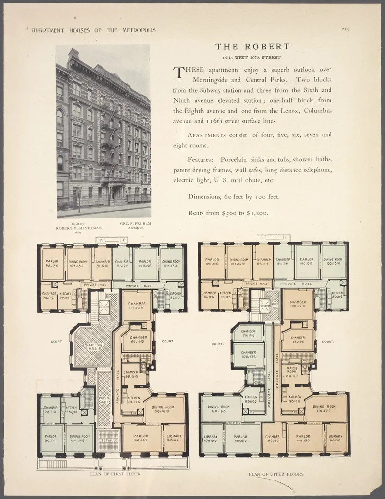 An illustration from Apartment houses of the metropolis, 1908, leaf 225