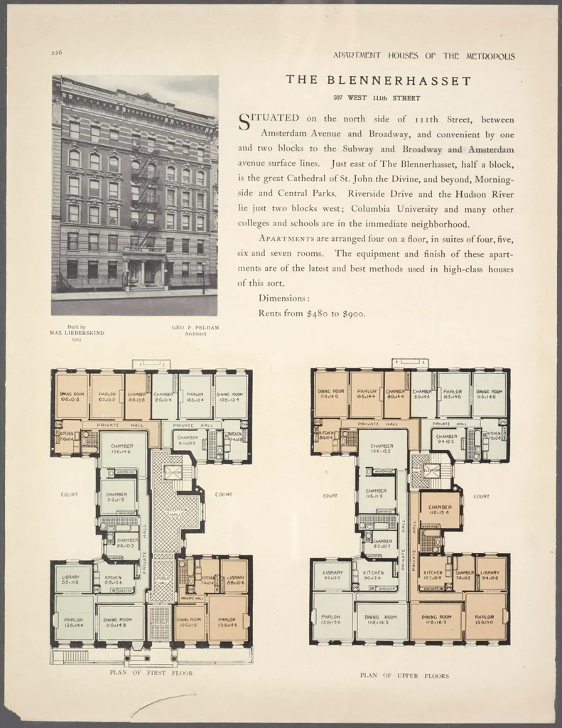 An illustration from Apartment houses of the metropolis, 1908, leaf 226