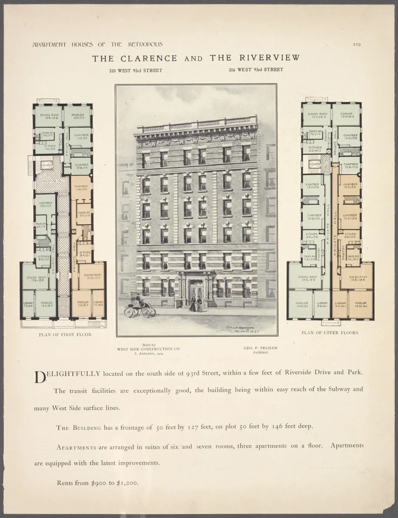 An illustration from Apartment houses of the metropolis, 1908, leaf 229