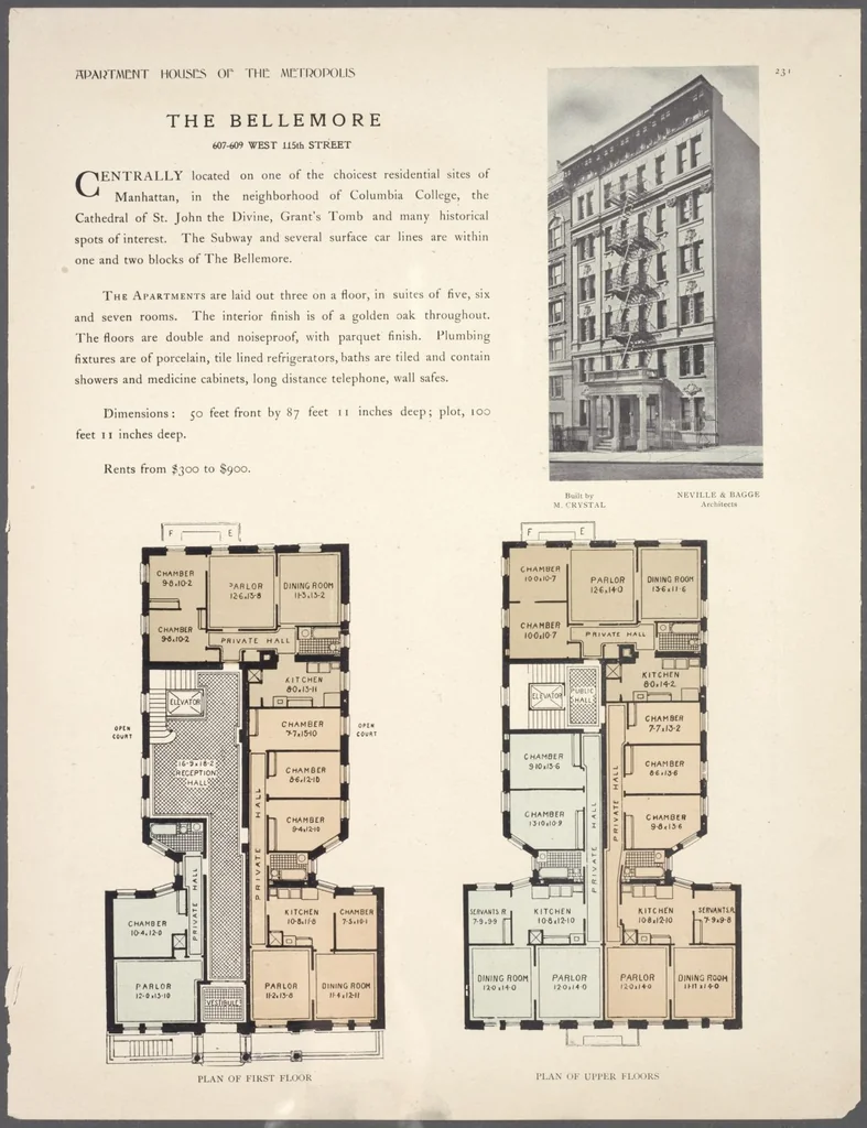 An illustration from Apartment houses of the metropolis, 1908, leaf 231