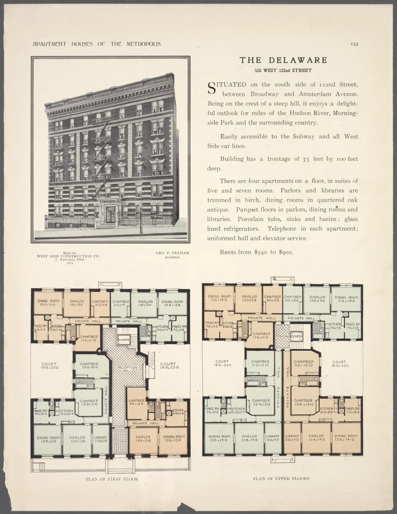 An illustration from Apartment houses of the metropolis, 1908, leaf 233
