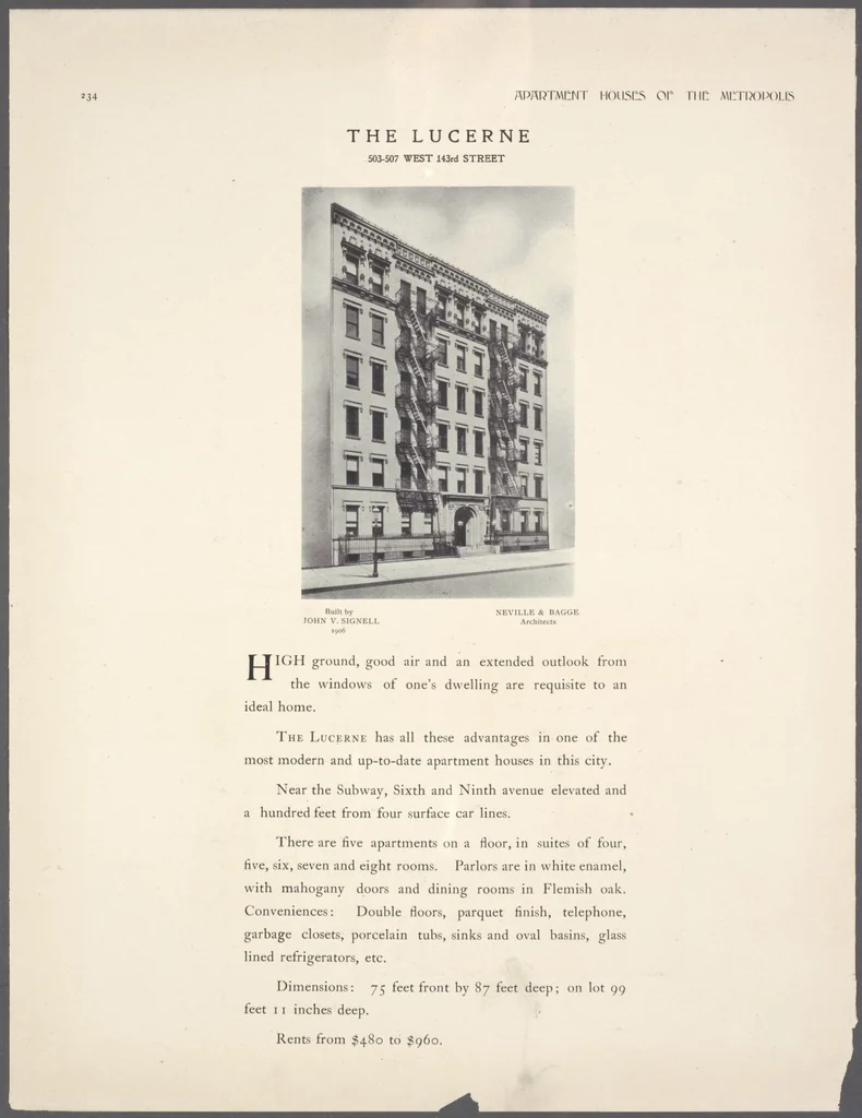An illustration from Apartment houses of the metropolis, 1908, leaf 234