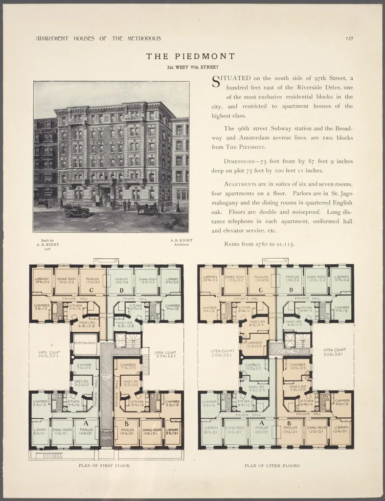 An illustration from Apartment houses of the metropolis, 1908, leaf 237