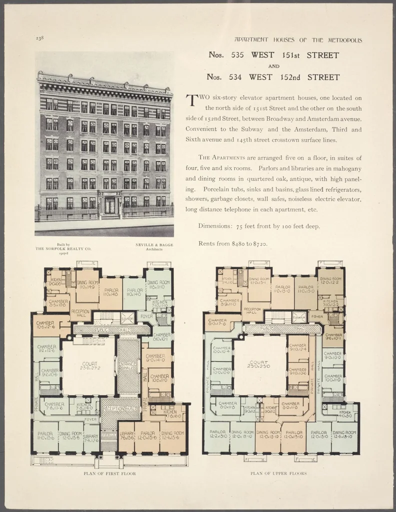 An illustration from Apartment houses of the metropolis, 1908, leaf 238