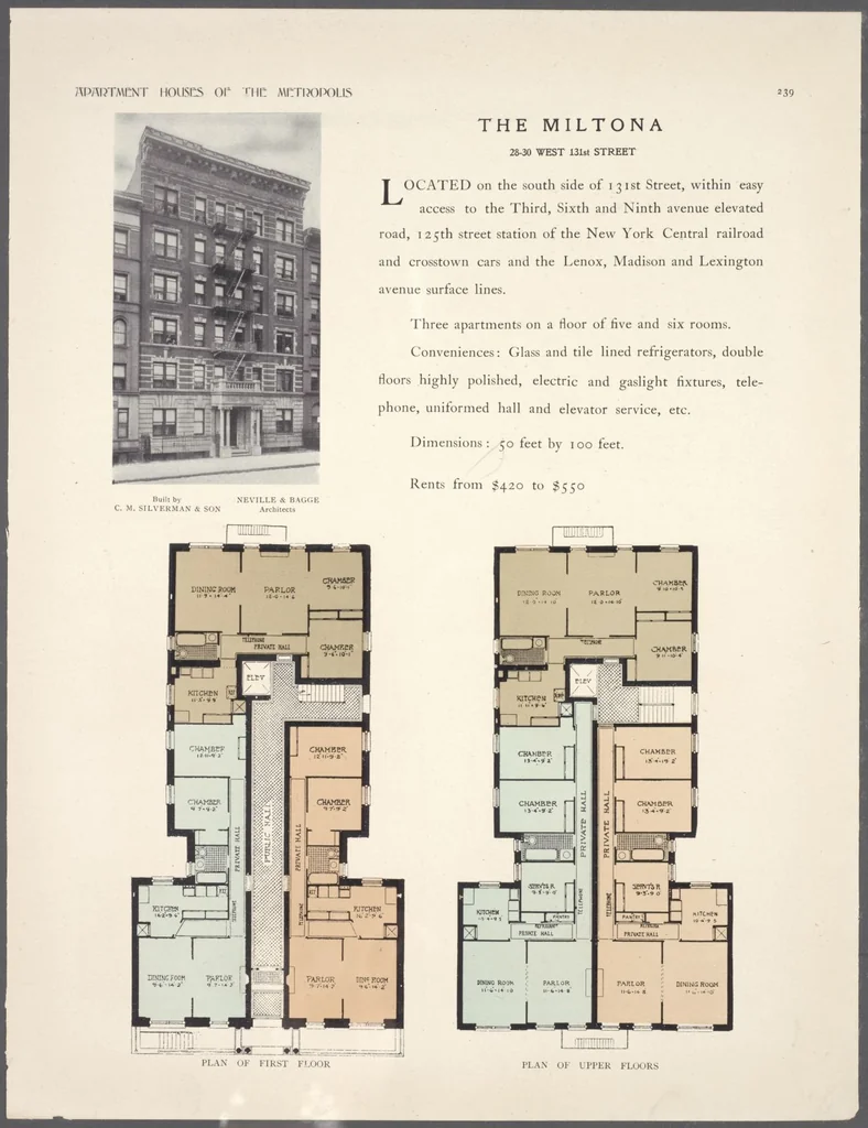 An illustration from Apartment houses of the metropolis, 1908, leaf 239