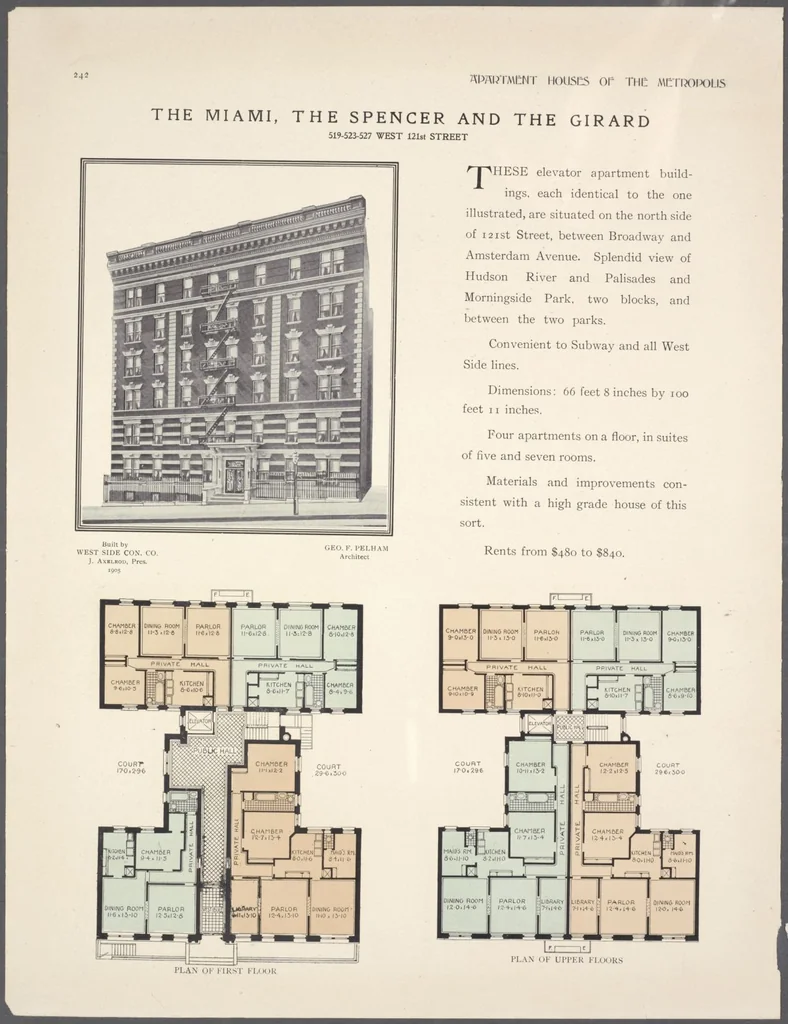 An illustration from Apartment houses of the metropolis, 1908, leaf 242