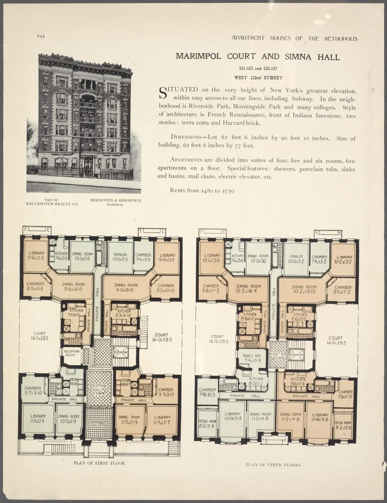 An illustration from Apartment houses of the metropolis, 1908, leaf 244