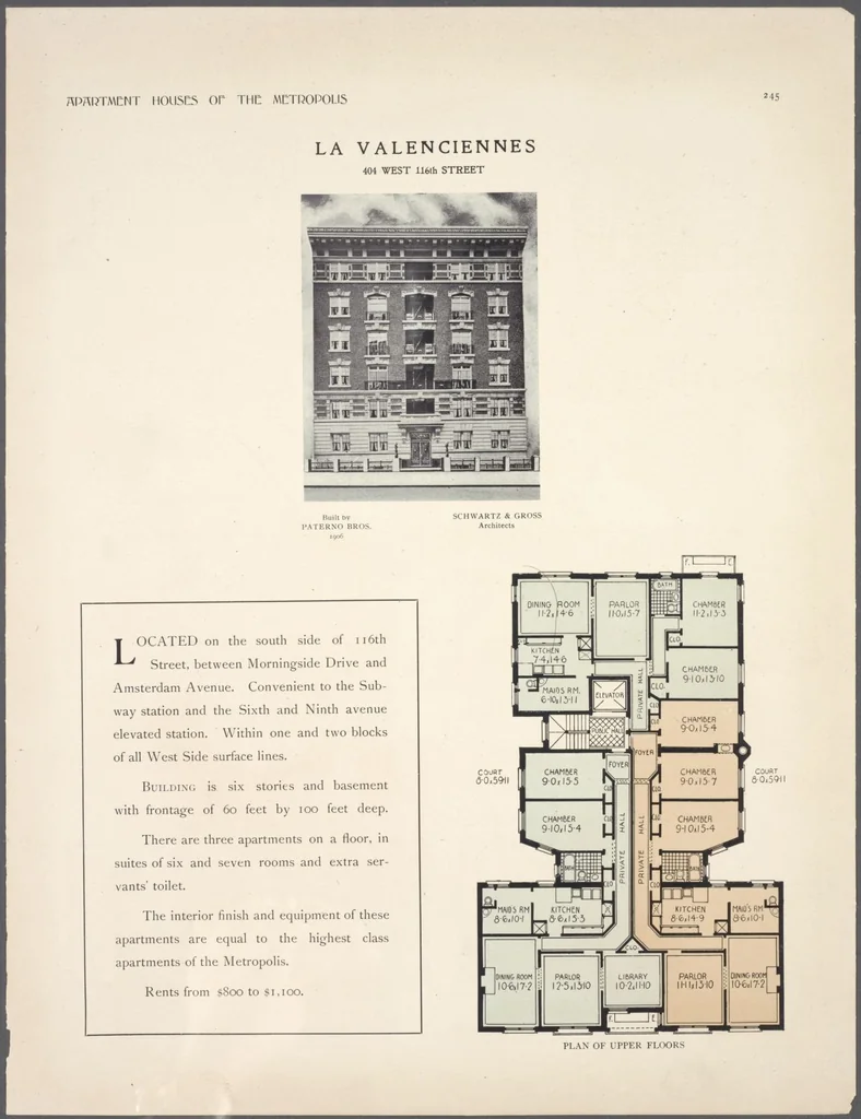 An illustration from Apartment houses of the metropolis, 1908, leaf 245