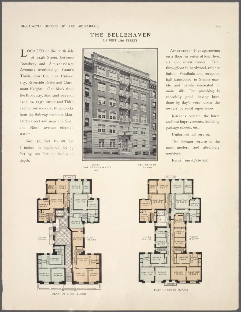 An illustration from Apartment houses of the metropolis, 1908, leaf 249