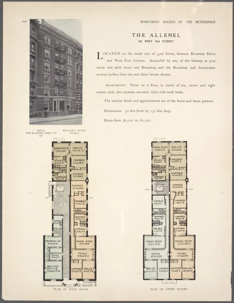 An illustration from Apartment houses of the metropolis, 1908, leaf 250