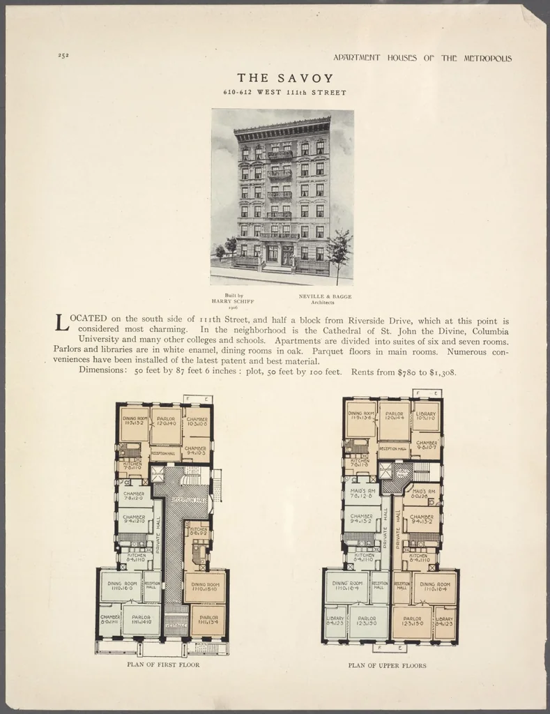 An illustration from Apartment houses of the metropolis, 1908, leaf 252