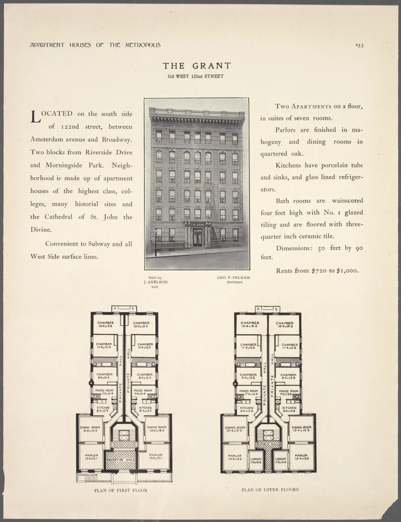 An illustration from Apartment houses of the metropolis, 1908, leaf 253