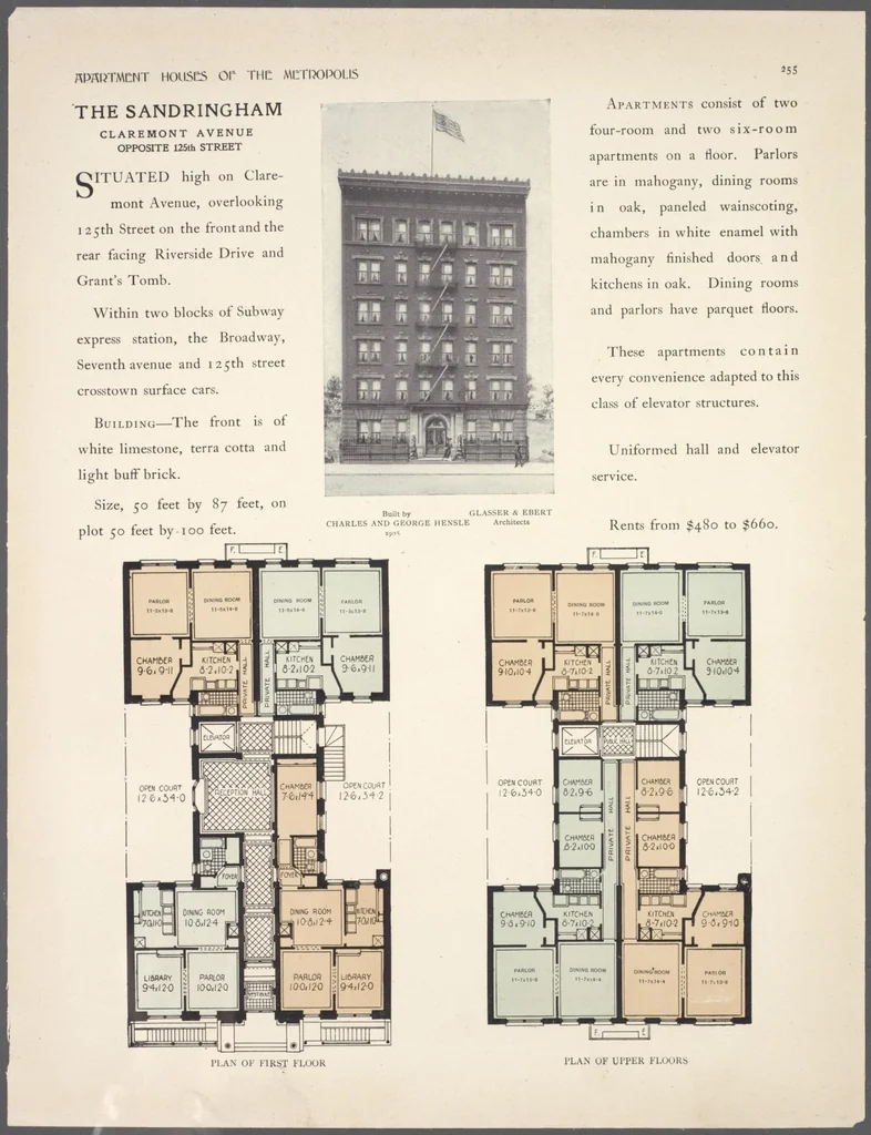 An illustration from Apartment houses of the metropolis, 1908, leaf 255