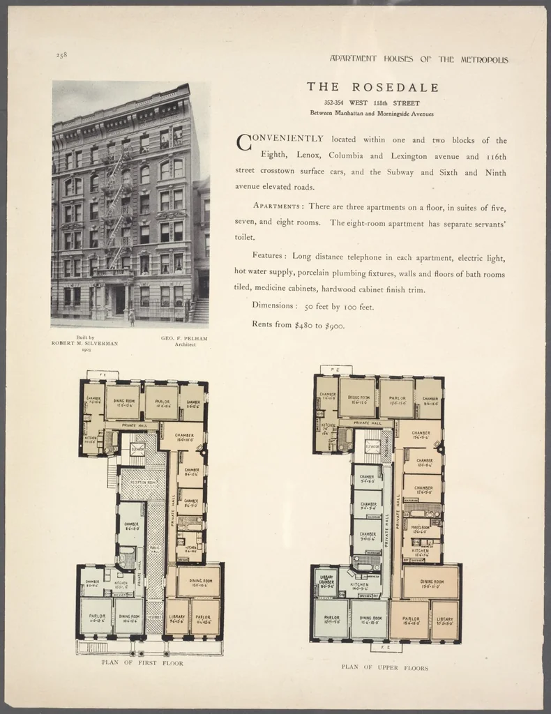 An illustration from Apartment houses of the metropolis, 1908, leaf 258