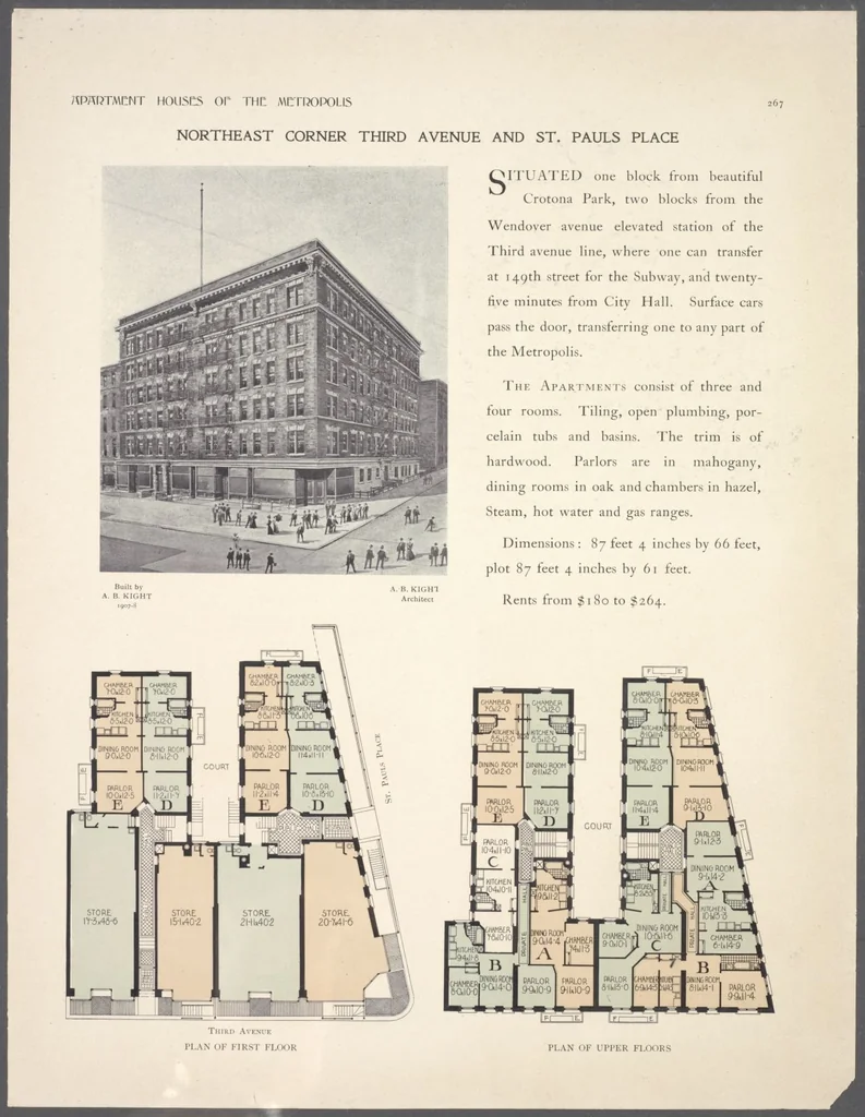 An illustration from Apartment houses of the metropolis, 1908, leaf 267