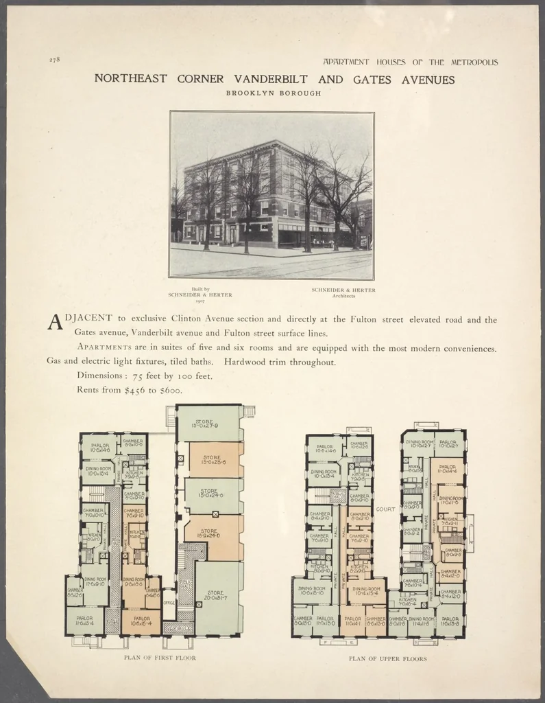 An illustration from Apartment houses of the metropolis, 1908, leaf 278