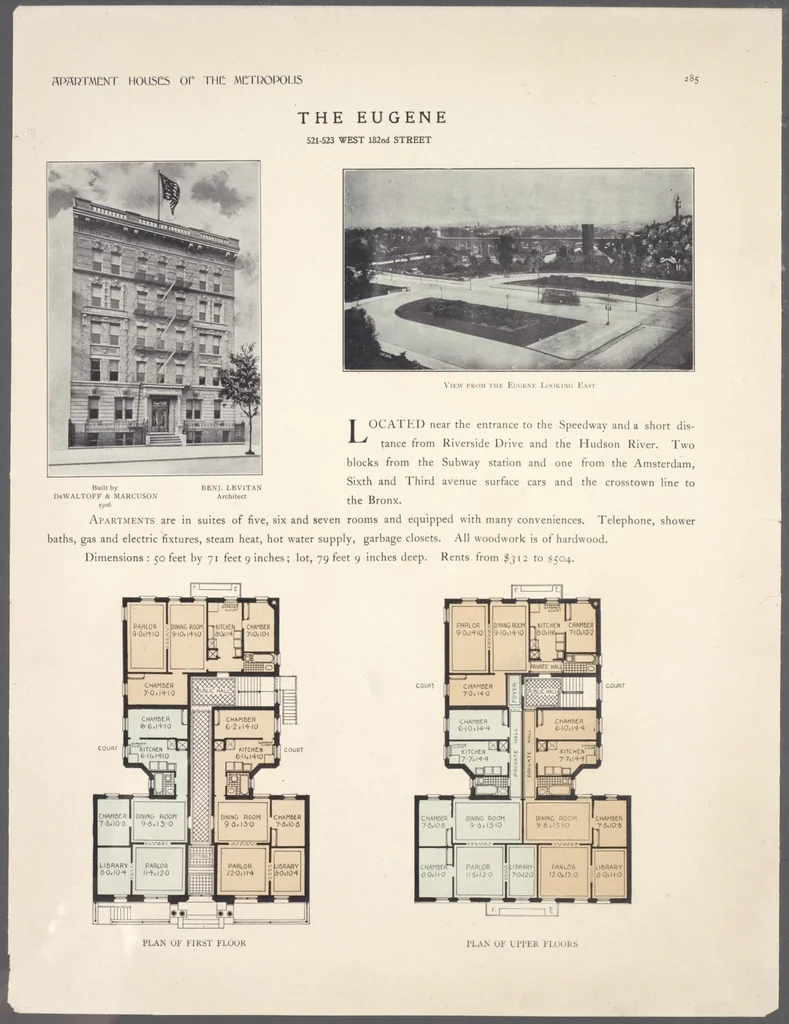 An illustration from Apartment houses of the metropolis, 1908, leaf 285
