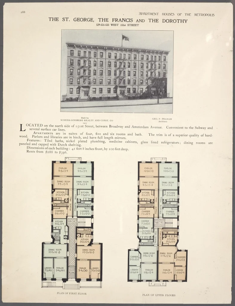 An illustration from Apartment houses of the metropolis, 1908, leaf 288