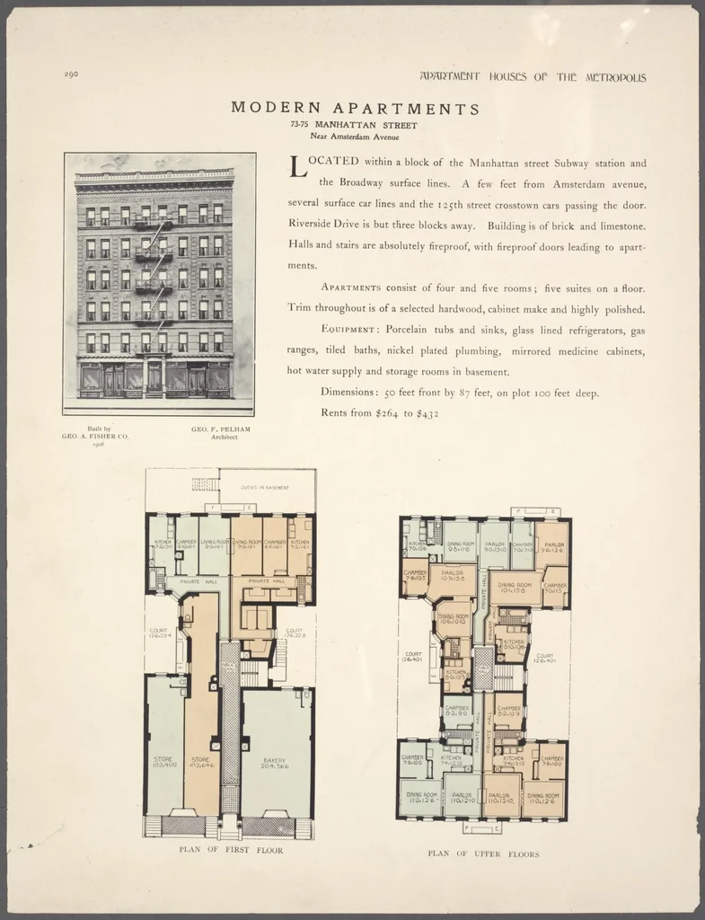 An illustration from Apartment houses of the metropolis, 1908, leaf 290