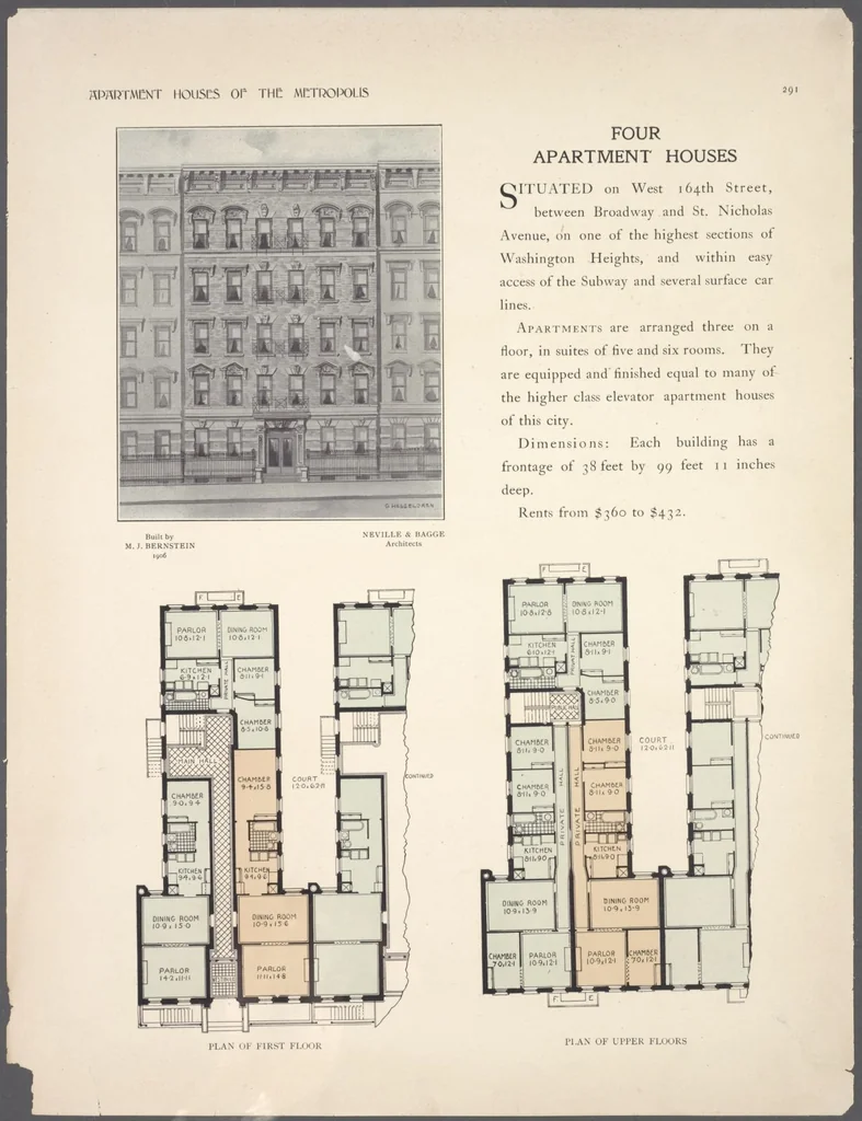 An illustration from Apartment houses of the metropolis, 1908, leaf 291