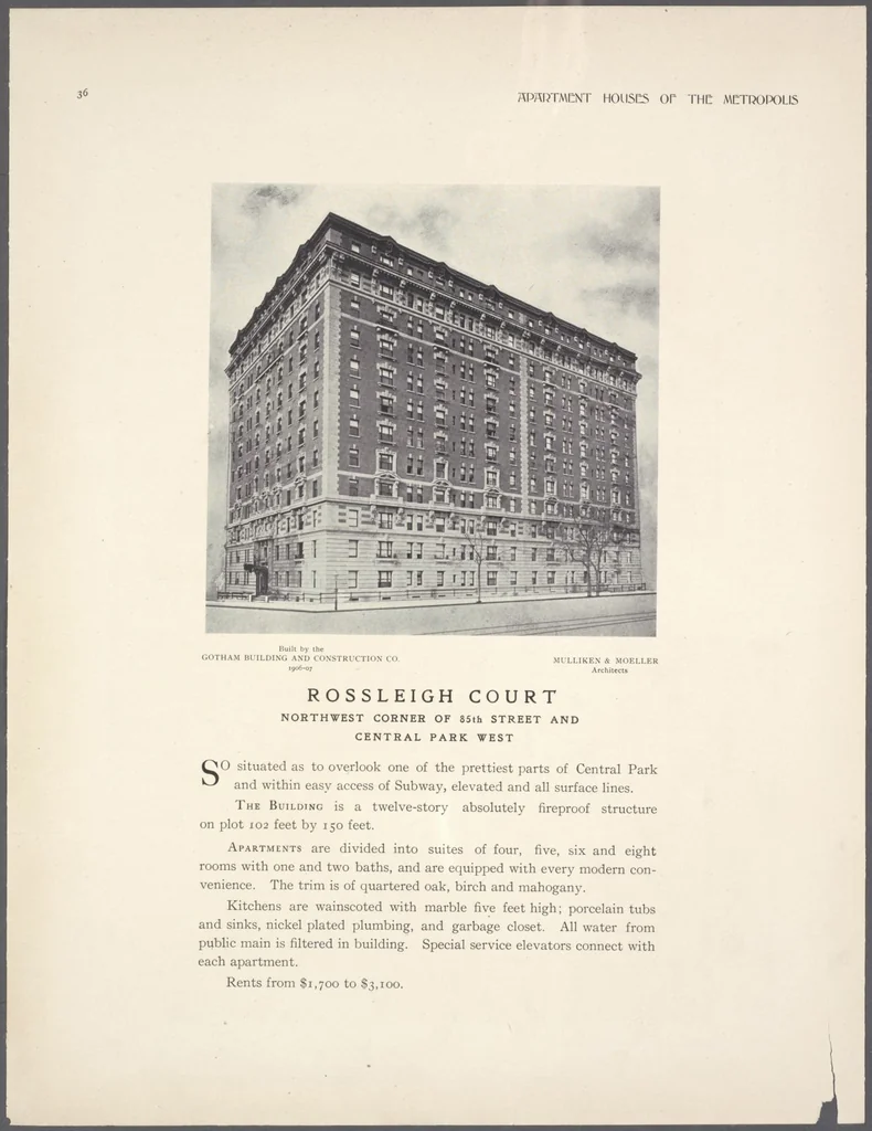 An illustration from Apartment houses of the metropolis, 1908, leaf 36
