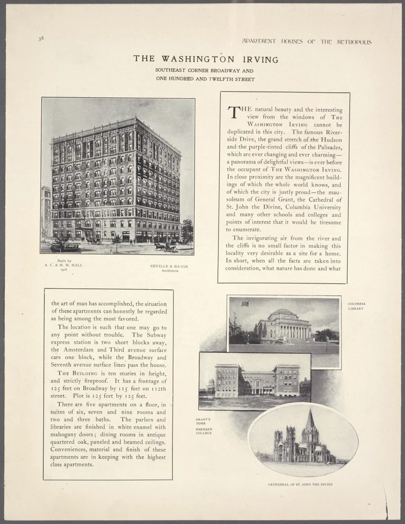 An illustration from Apartment houses of the metropolis, 1908, leaf 38