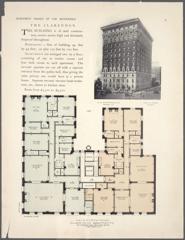 An illustration from Apartment houses of the metropolis, 1908, leaf 41