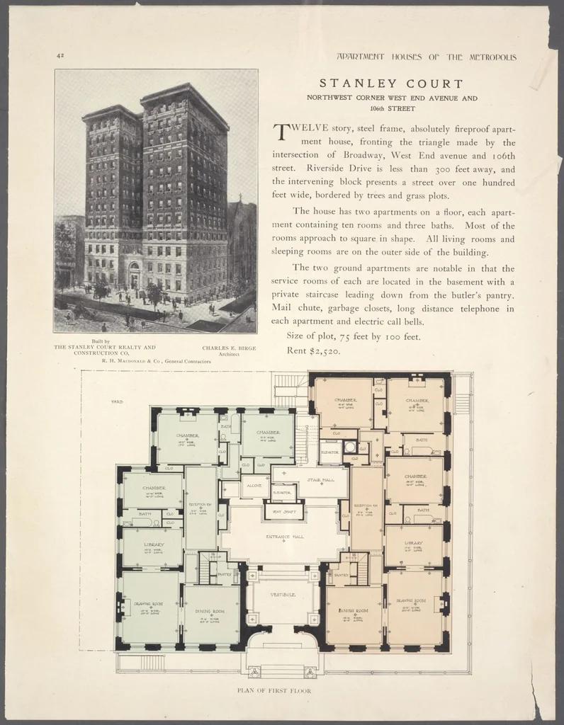An illustration from Apartment houses of the metropolis, 1908, leaf 42