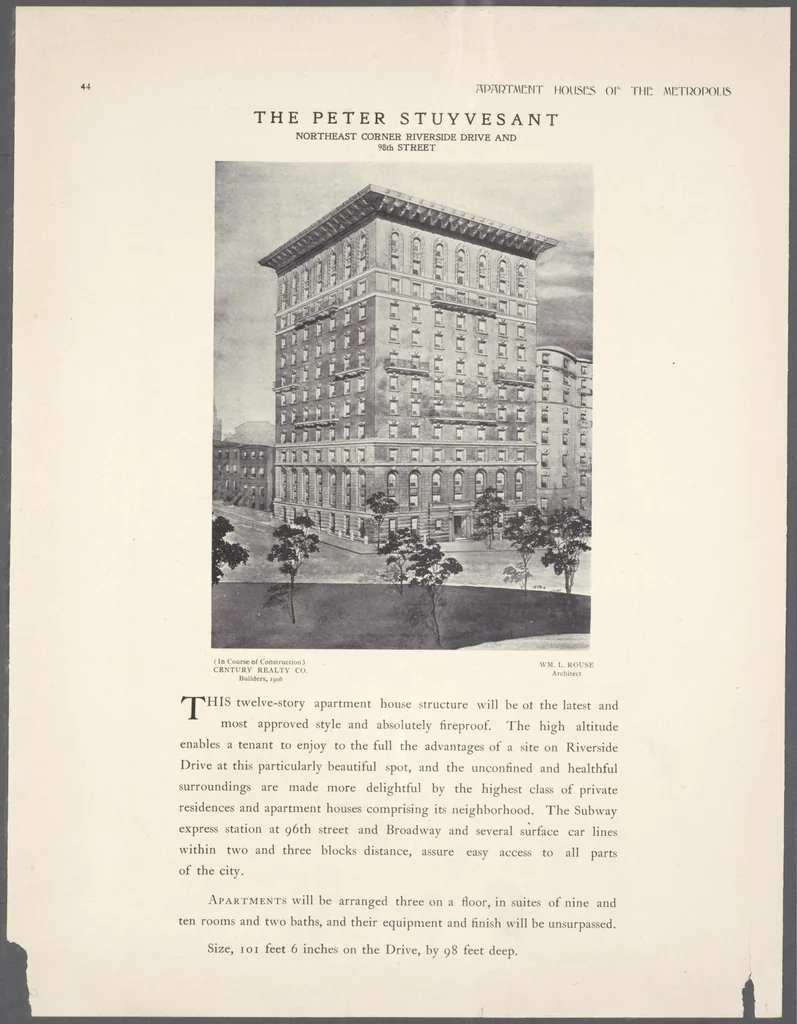 An illustration from Apartment houses of the metropolis, 1908, leaf 44