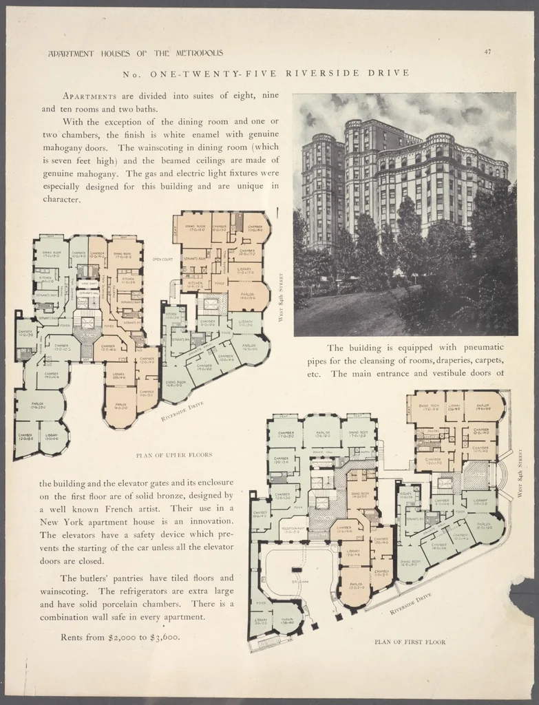 An illustration from Apartment houses of the metropolis, 1908, leaf 47