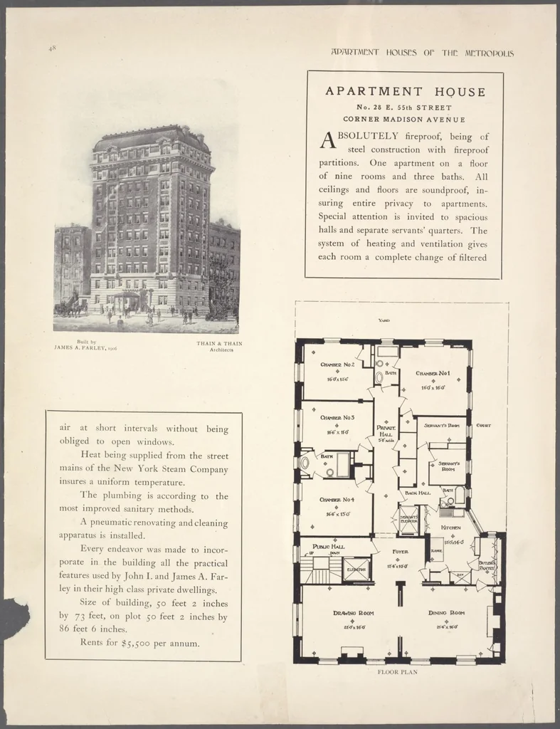 An illustration from Apartment houses of the metropolis, 1908, leaf 48