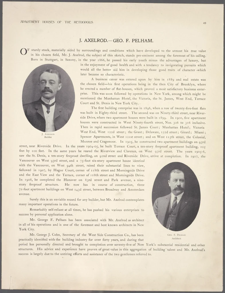 An illustration from Apartment houses of the metropolis, 1908, leaf 49