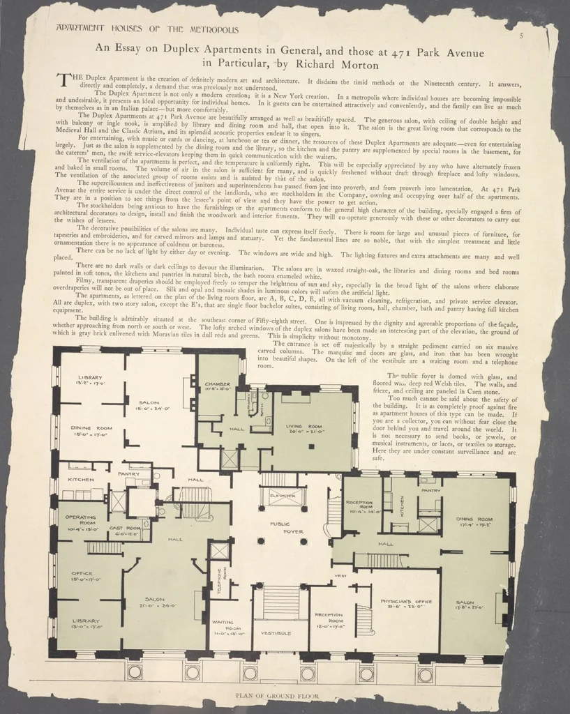 An illustration from Apartment houses of the metropolis, 1908, leaf 5
