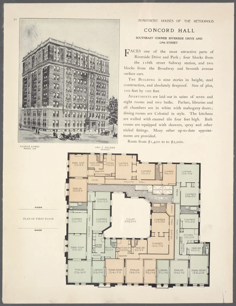 An illustration from Apartment houses of the metropolis, 1908, leaf 52